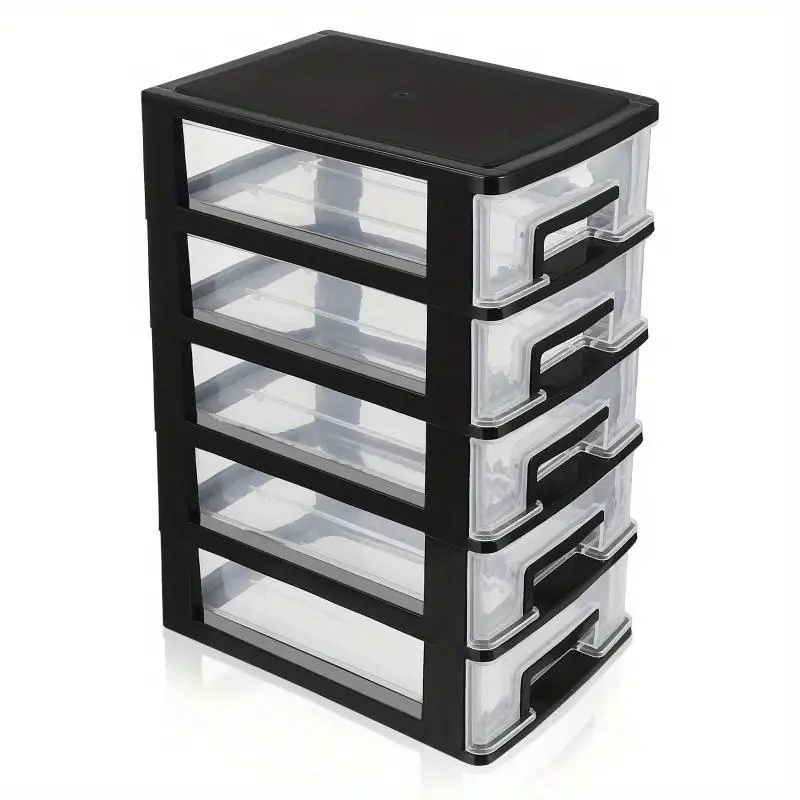 versatile 5 tier plastic storage cabinet with drawers waterproof dustproof organizer for home office black transparent portable shelf trunks details 2