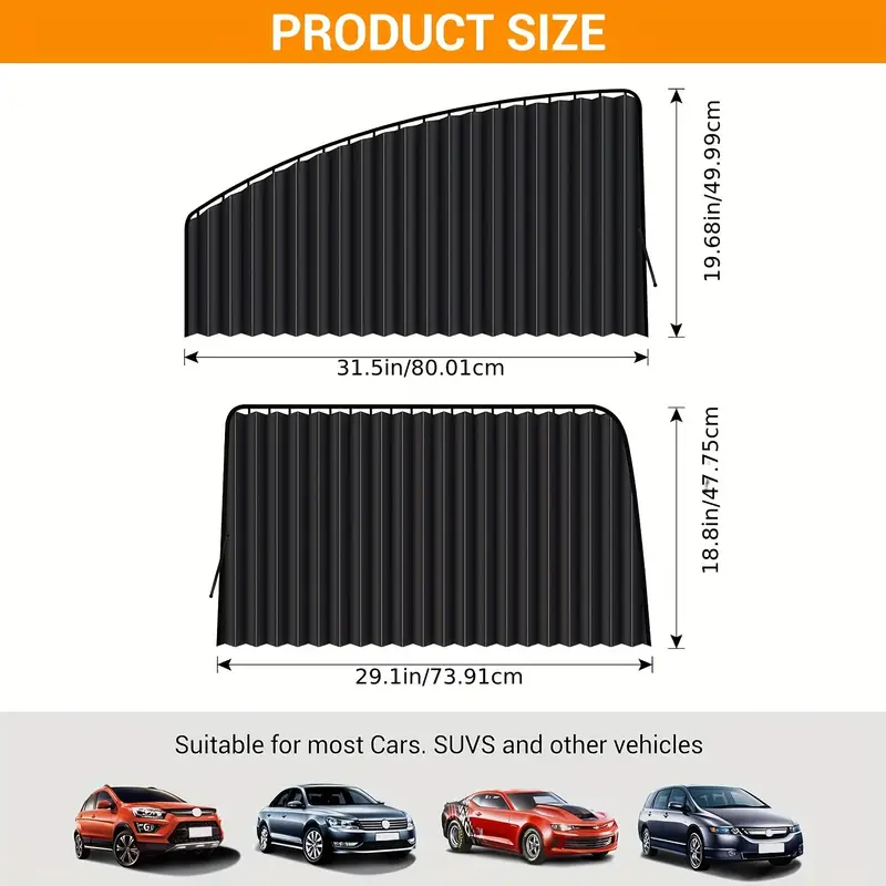 4 car sunshades window privacy protection curtains retractable uv protection shades for car windows sun blocking and heat insulating side window shades car curtains details 1
