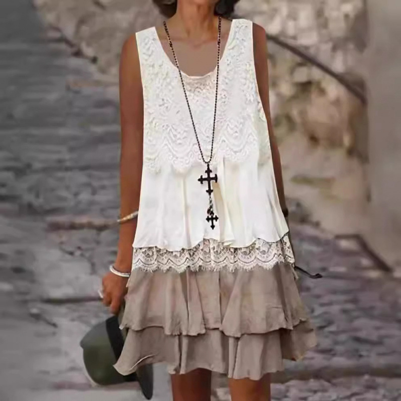 Women's Fashion Sleeveless Patchwork Dress