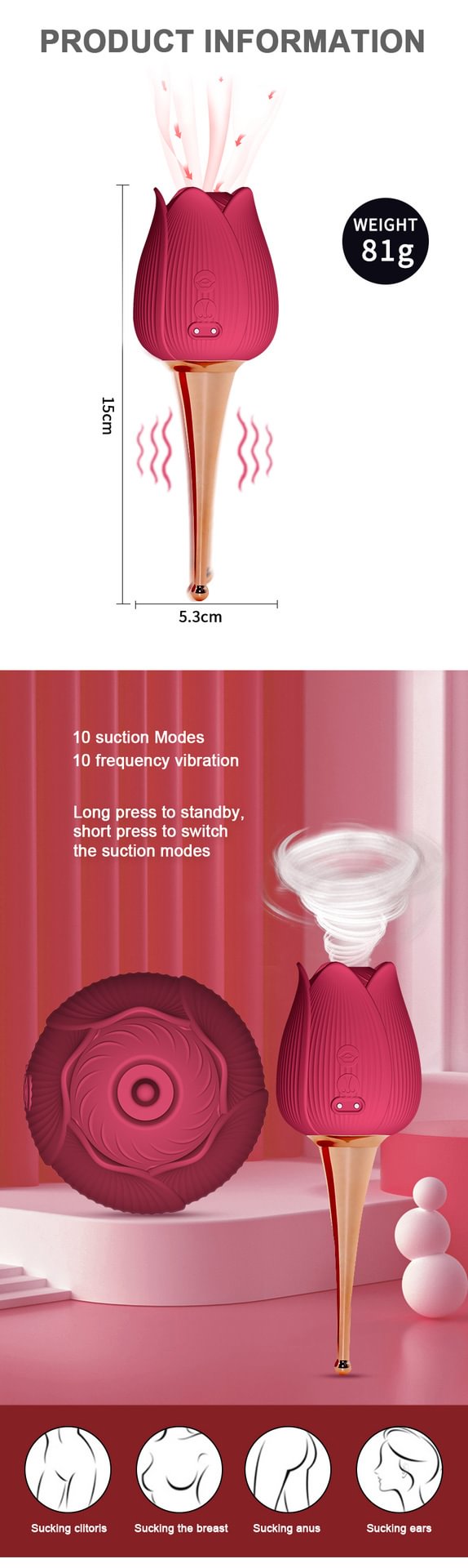 rose vibrator · portable sucking and vibrating rose toy