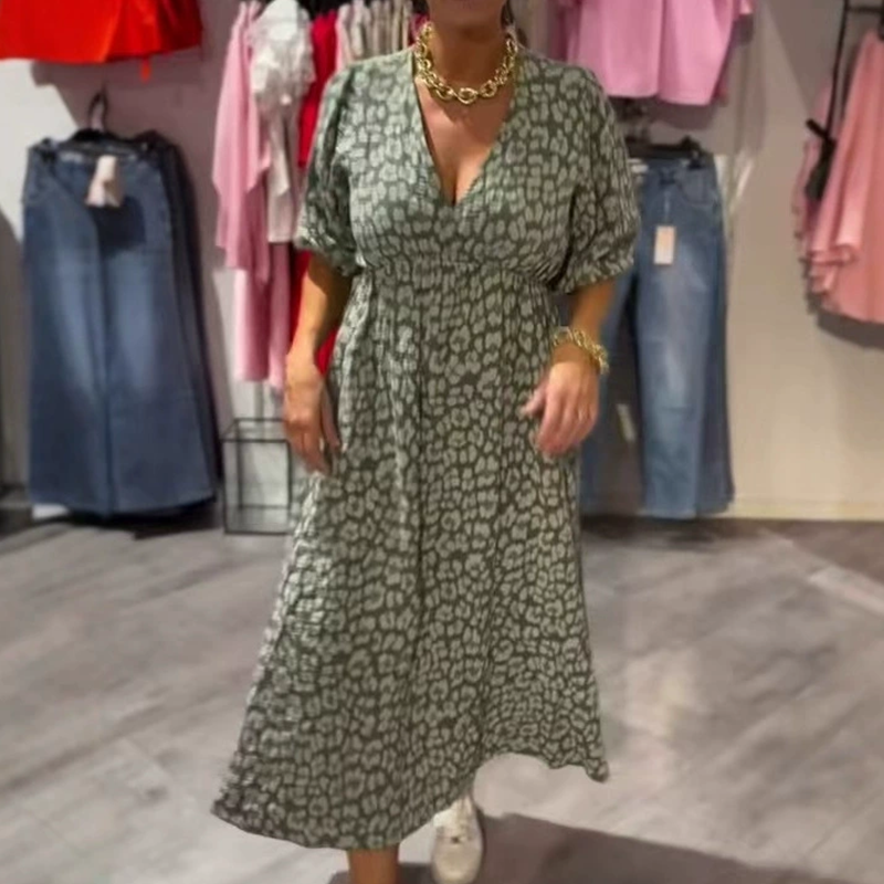 Women's printed V-neck dress