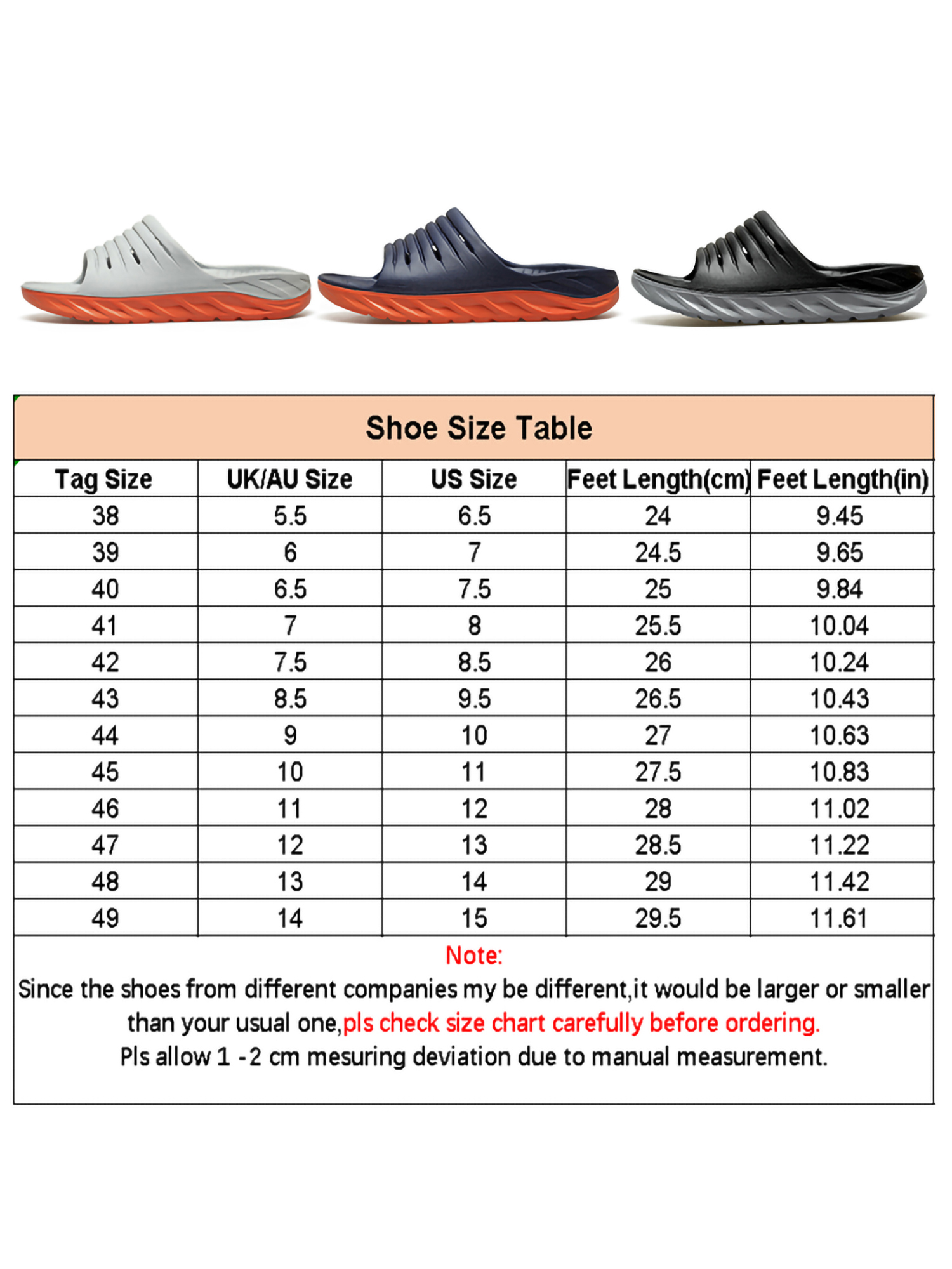 Woobling Mens Flat Sandals Slip On Flip Flop Sport Slide Shower Slippers Shoes Gym House