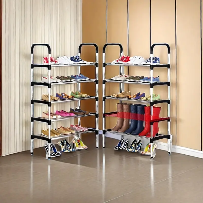1pc freestanding galvanized steel pipe shoe rack multi layer space saving design for home office entryway storage easy assembly no tools required rental property storage spacesaving rack   metal rack shoe storage organizer details 3