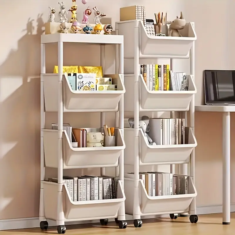 1pc 5 layer spa storage shelf non electric wheel based mobile shelf for   storage racks in living room bedroom   office garage space utility shelves details 2