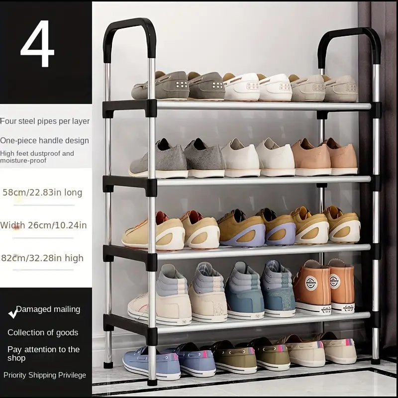 1pc freestanding galvanized steel pipe shoe rack multi layer space saving design for home office entryway storage easy assembly no tools required rental property storage spacesaving rack   metal rack shoe storage organizer details 6