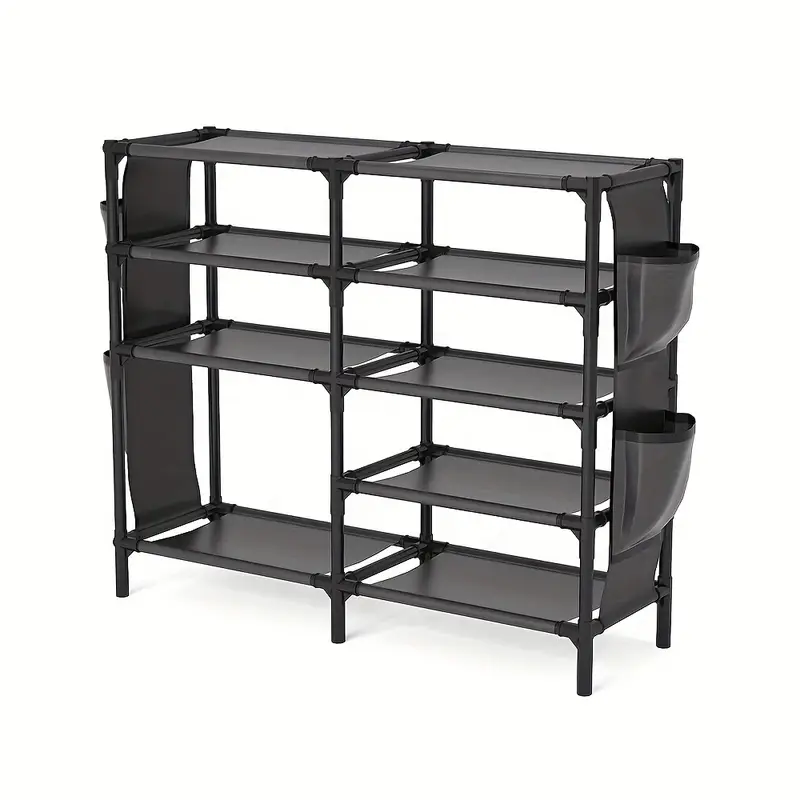 shoe rack with pockets 5 tier shoe boots organizer freestanding shoe shelf for entryway bedroom details 4