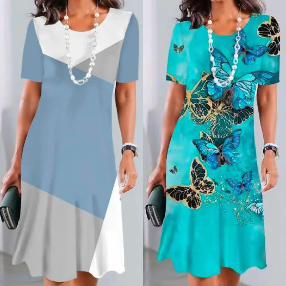 Printed Pleated Dress