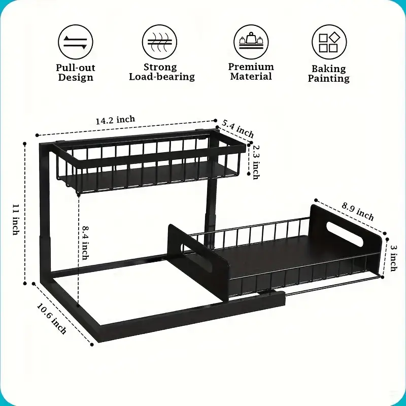 under sink organizer pull out cabinet organizer 2 tier slide out sink shelf cabinet storage shelves under sink storage for kitchen bathroom cabinet details 2