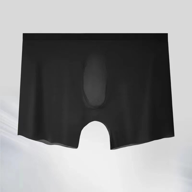 Seamless Ultra-thin Ice Silk Boxer Briefs Men's Transparent Sexy U-convex Boxer Briefs
