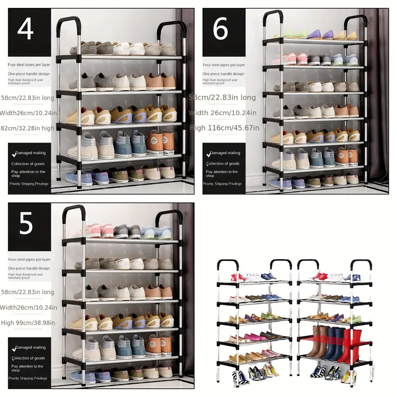 1pc freestanding galvanized steel pipe shoe rack multi layer space saving design for home office entryway storage easy assembly no tools required rental property storage spacesaving rack   metal rack shoe storage organizer details 9