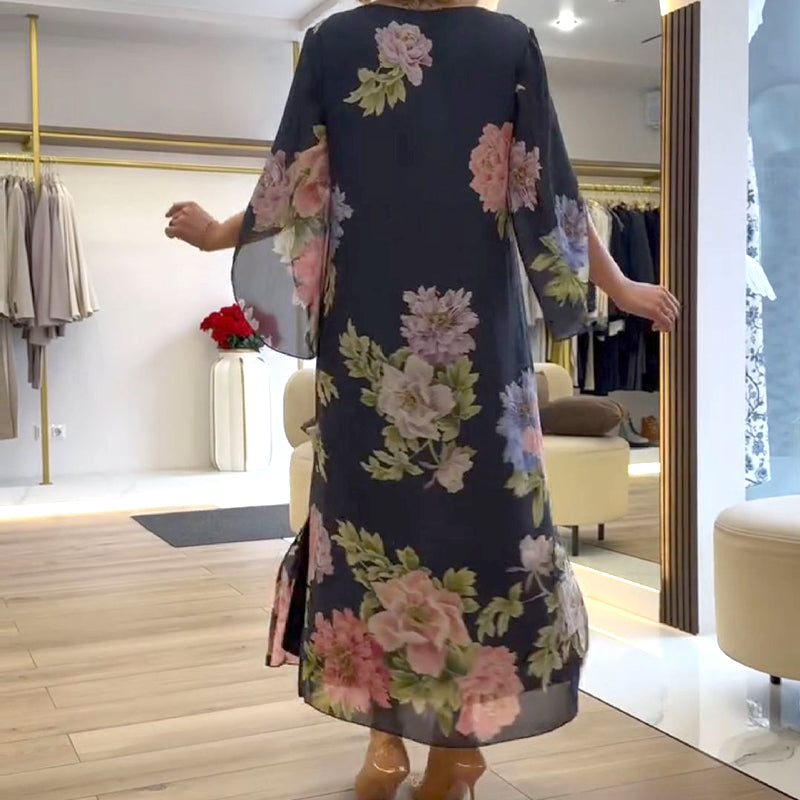 Elegant long women's printed dress