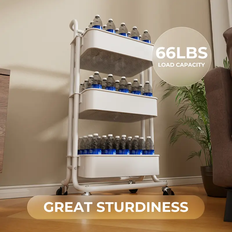   multi purpose 3 layer mobile storage trolley   in metal and   materials storage rack with armrests mobile storage trolley mobile kitchen storage rack suitable for   room office details 1