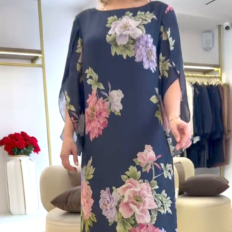 Elegant long women's printed dress