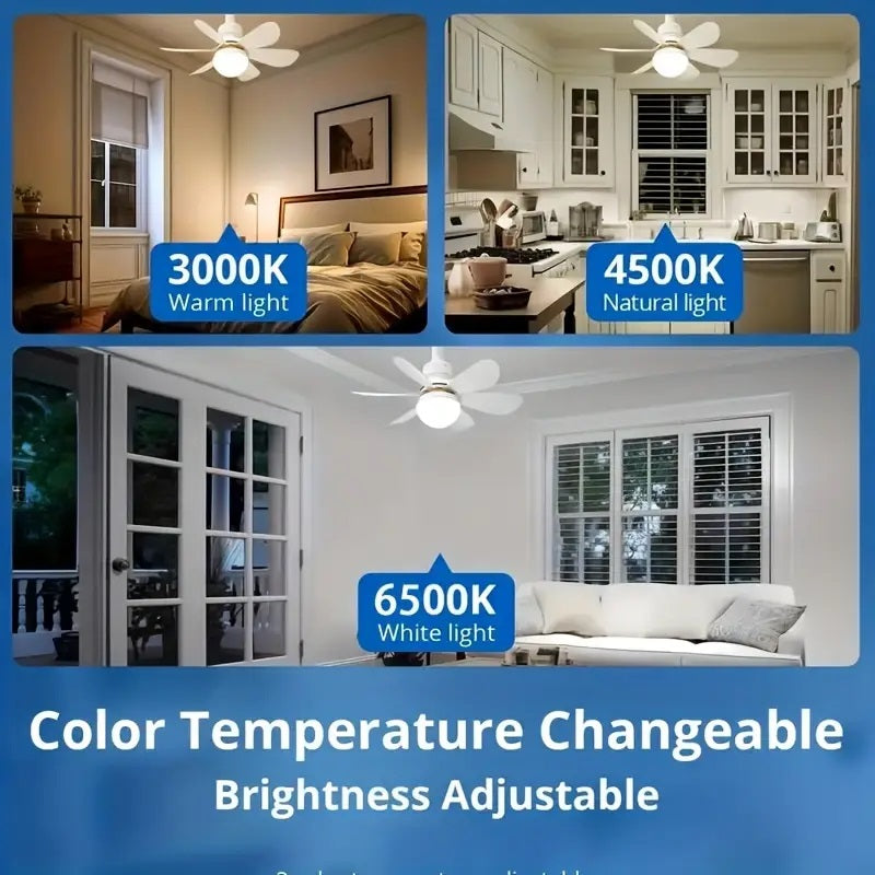 2-in-1 LED Ceiling Fan Light with Remote Control, E27E26/B22 Base