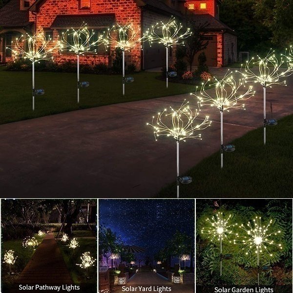 120 90led Waterproof Solar Powered Outdoor Grass Globe Dandelion Lamp For Garden Lawn Landscape Lamp Holiday Light