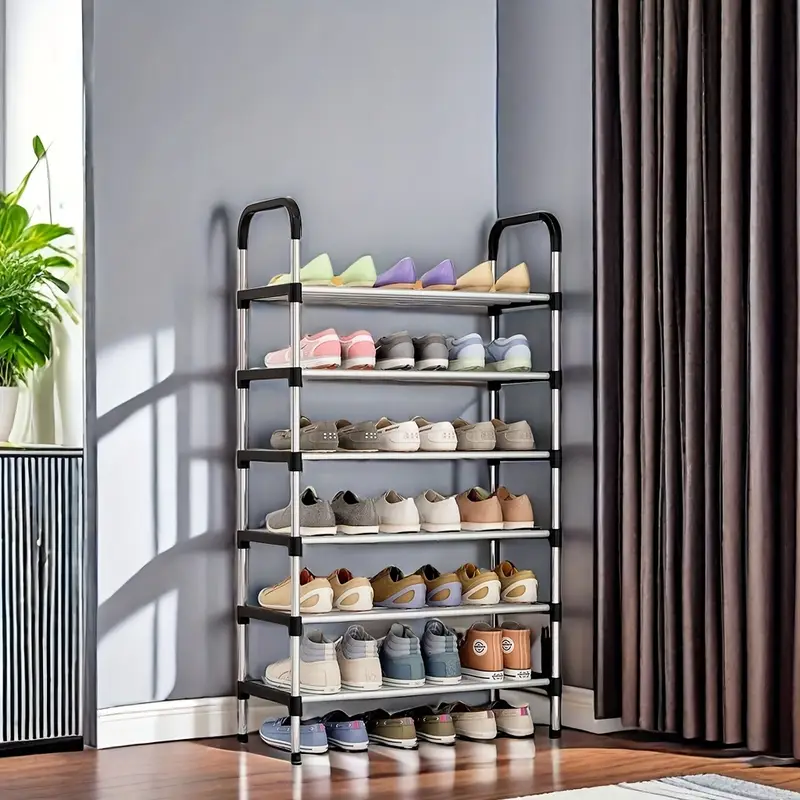 1pc freestanding galvanized steel pipe shoe rack multi layer space saving design for home office entryway storage easy assembly no tools required rental property storage spacesaving rack   metal rack shoe storage organizer details 2