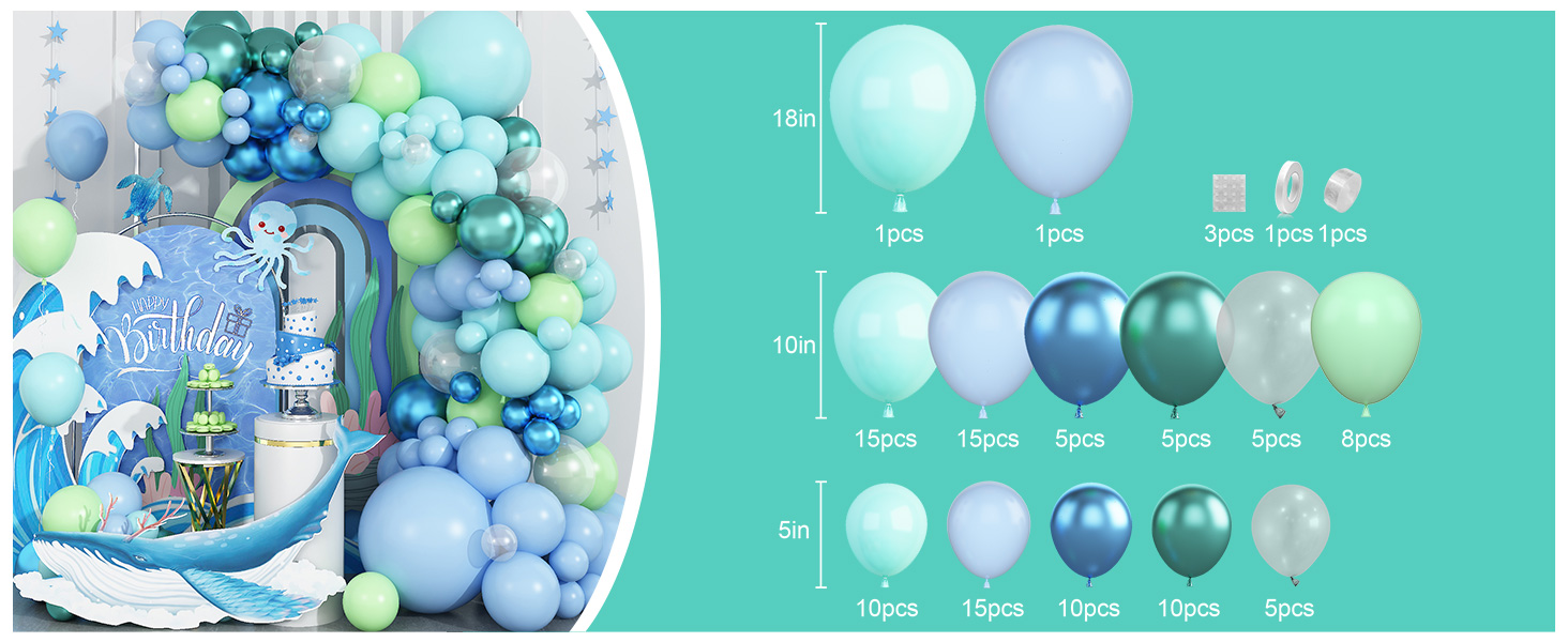 under the sea balloon arch Under the Sea Balloon Arch Blue Ocean Balloon Arch