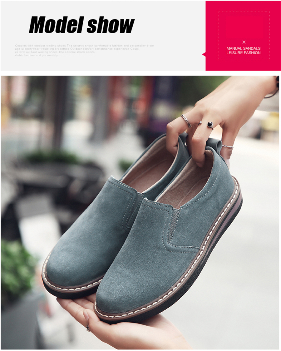 STS BRAND 2019 New Spring Women Flats Sneakers Suede Leather Round Toe Shoes Casual Shoes Women Slip On Flat Loafers Fazz Oxford (13)