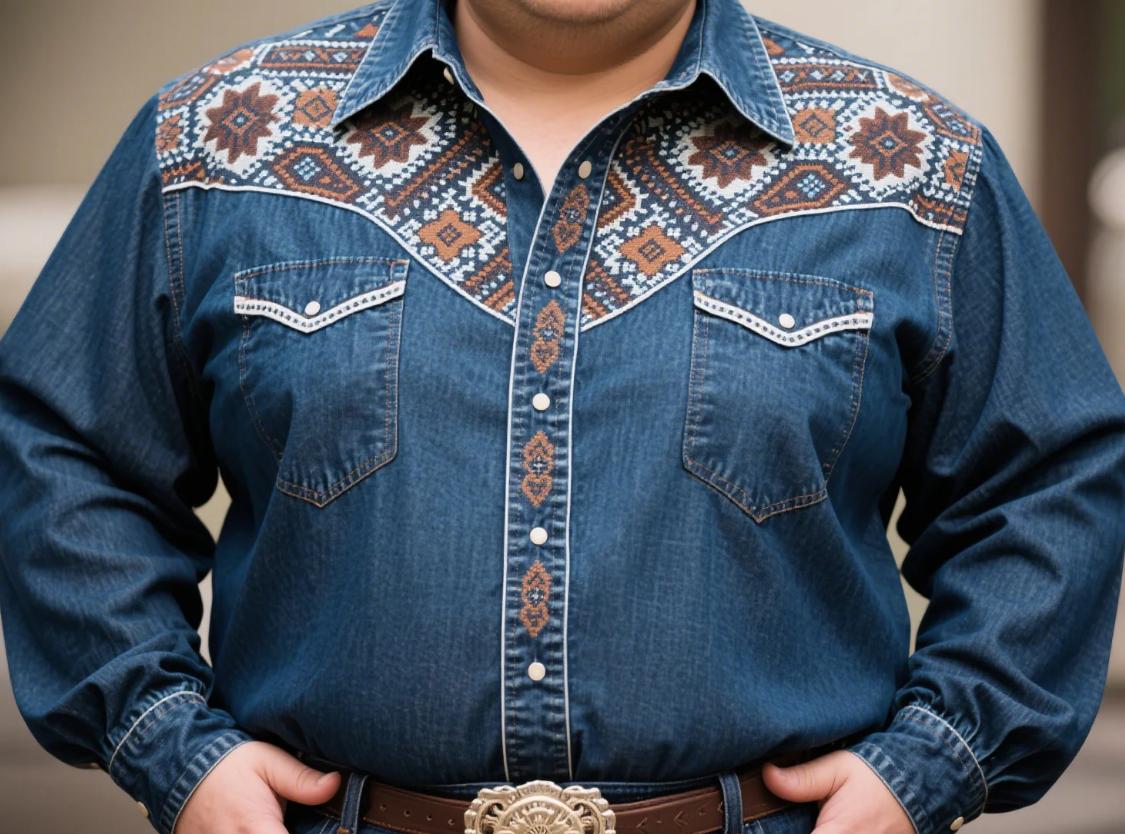 A Western long-sleeve shirts for big and tall men