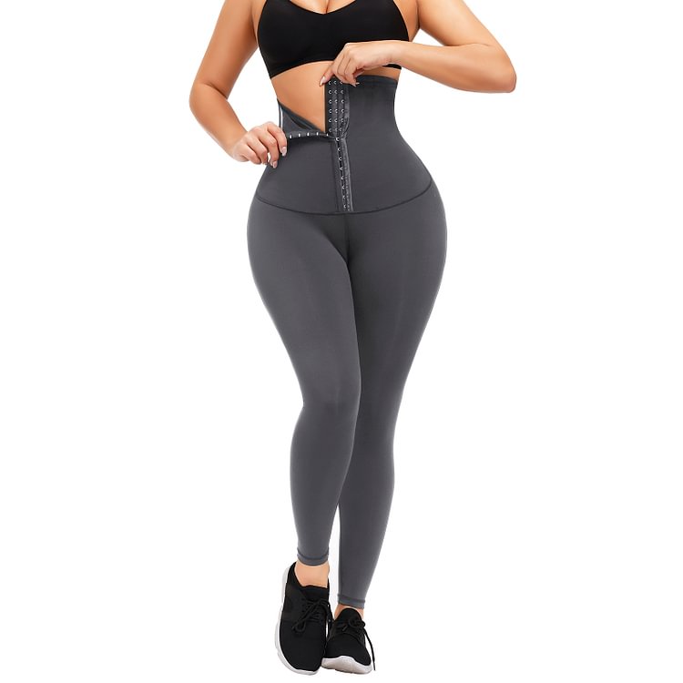 Wholesale Gray 3 Rows Hooks Waist Trainer Shapewear Leggings