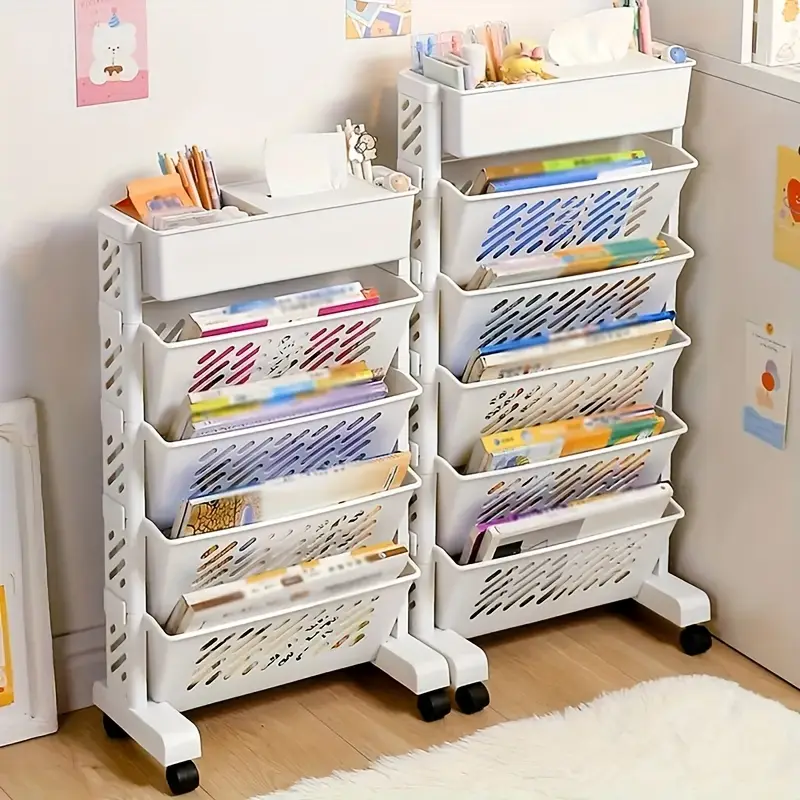 office and home portable simple bookshelf floor standing   rack book storage rack cart desk side storage rack suitable for books tablets classroom office and home document storage details 1