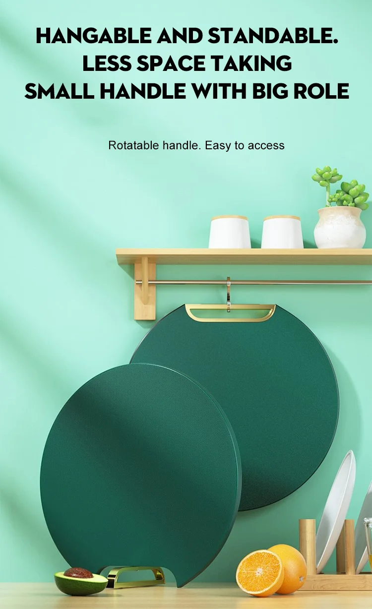 Double-sided PE Chopping Board Anti-mildew Non-slip Round Rotatable Green  Sticky Board Pad Stand-able Kitchen Cutting Board