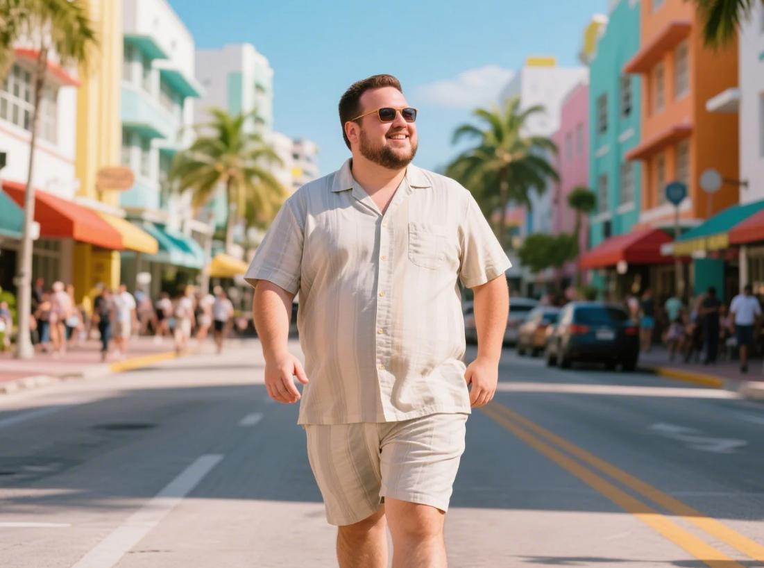 A man travel in big and tall short set